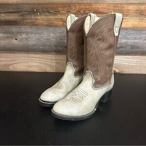 Bronco Youth Beige & Brown Western Boots 6D Festival Cowboy Rodeo Country Music